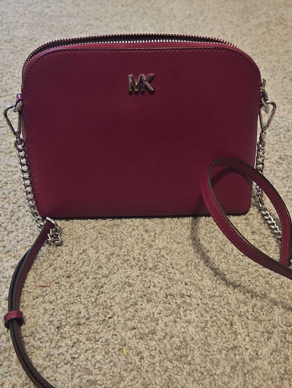 Michael Kors Crossbody Bag in Berry Pink with Silver Hardware